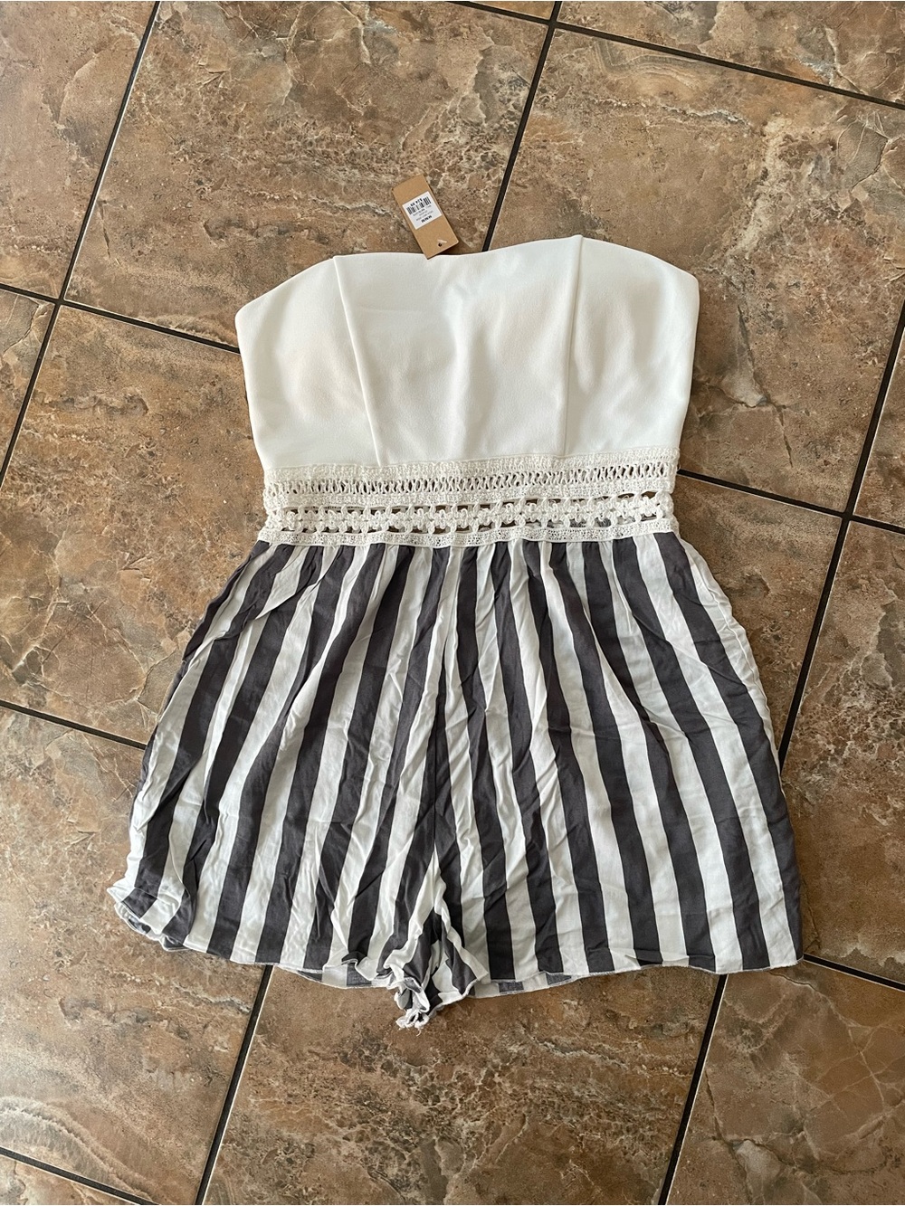 Streetwear Society Striped Strapless Romper